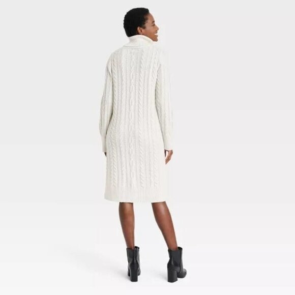 Women's Turtleneck Long Sleeve Cozy Sweater Dress - A New Day - Picture 2 of 3
